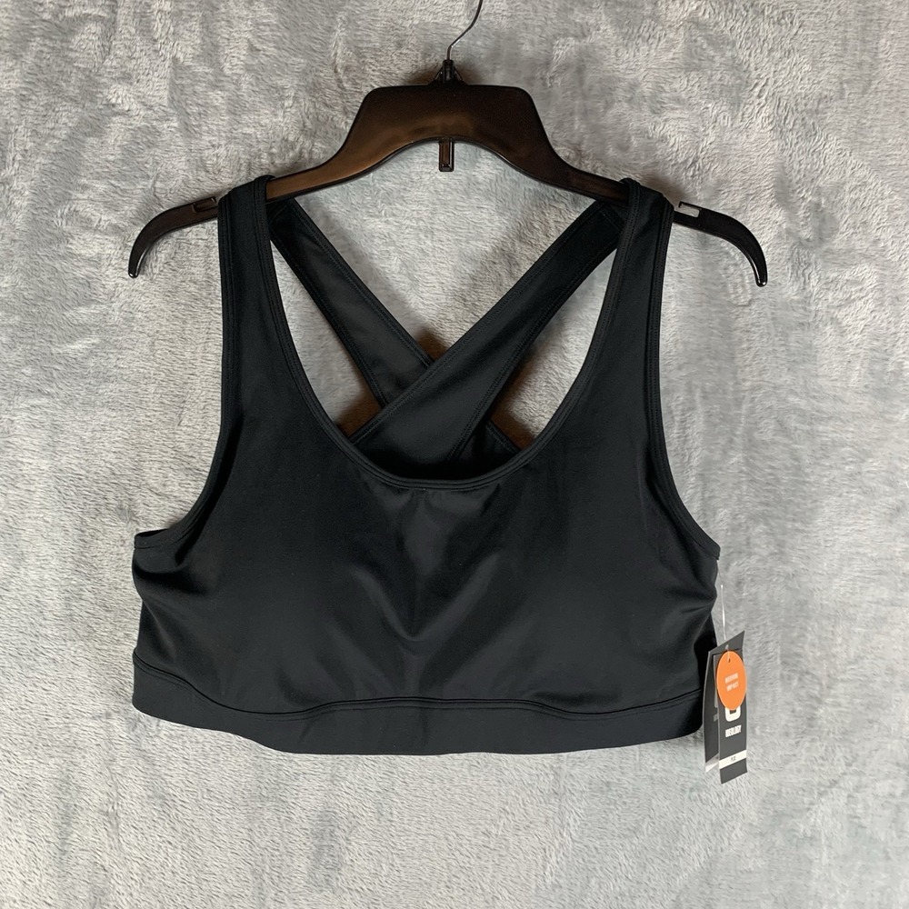 Ideology Women's Sports Bra 2X Black Medium Impact Rapid Dryโ Flat Seams Stretch